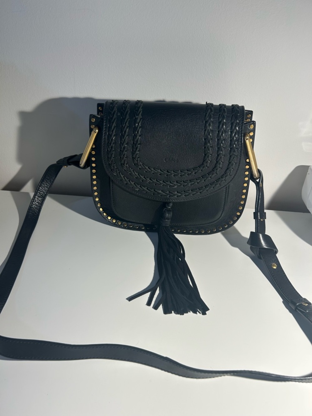 Chloe Black Hudson Leather Crossbody with Tassel